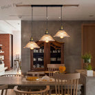 Illuminate Your Dining Room With Industrial Elegance: The 3 - Light Brass Cone Pendant Ribbed Glass