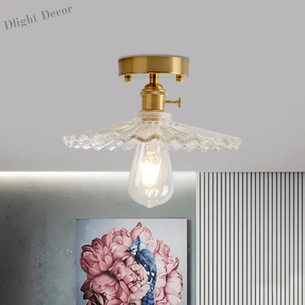 Illuminate Your Living Room With Industrial Charm: The Modern Brass Semi - Flush Ceiling Light