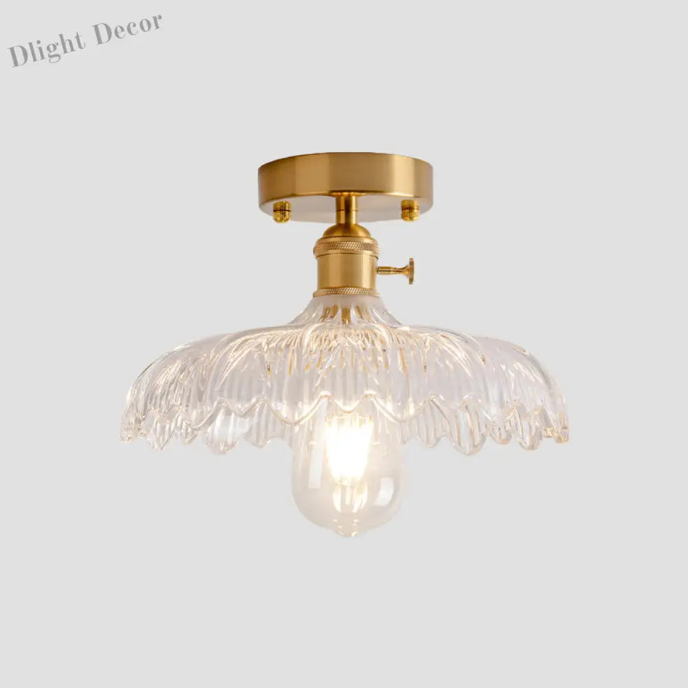 Illuminate Your Living Room With Industrial Charm: The Modern Brass Semi - Flush Ceiling Light