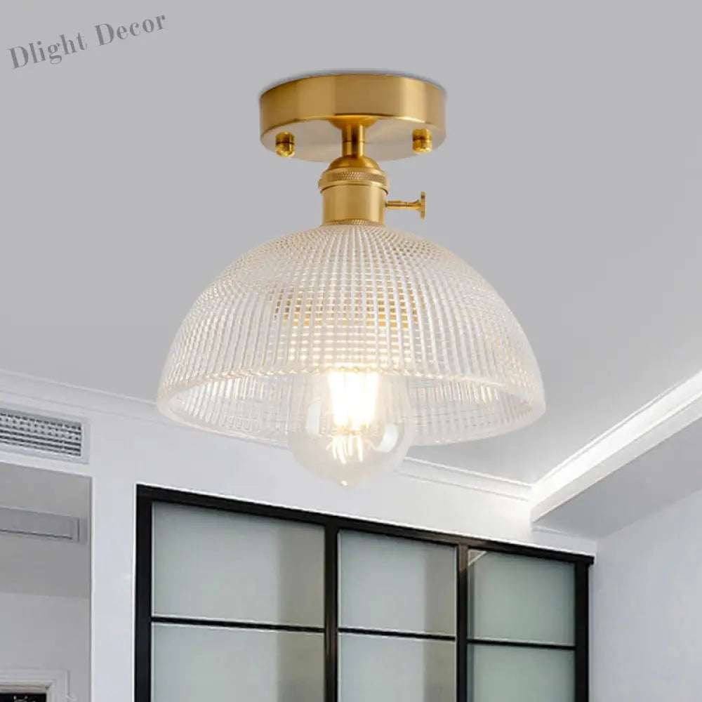 Illuminate Your Living Room With Industrial Charm: The Modern Brass Semi - Flush Ceiling Light