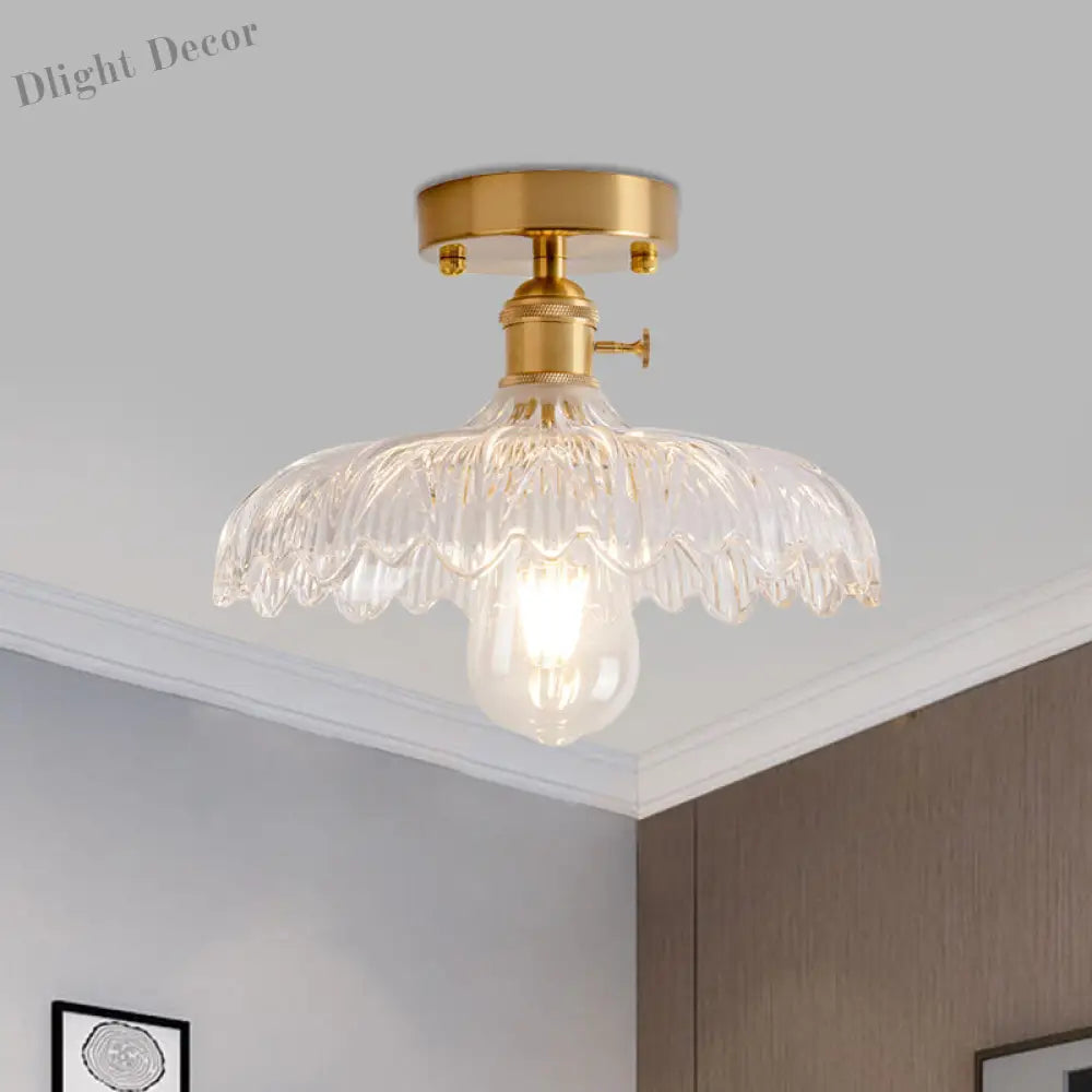 Illuminate Your Living Room With Industrial Charm: The Modern Brass Semi - Flush Ceiling Light