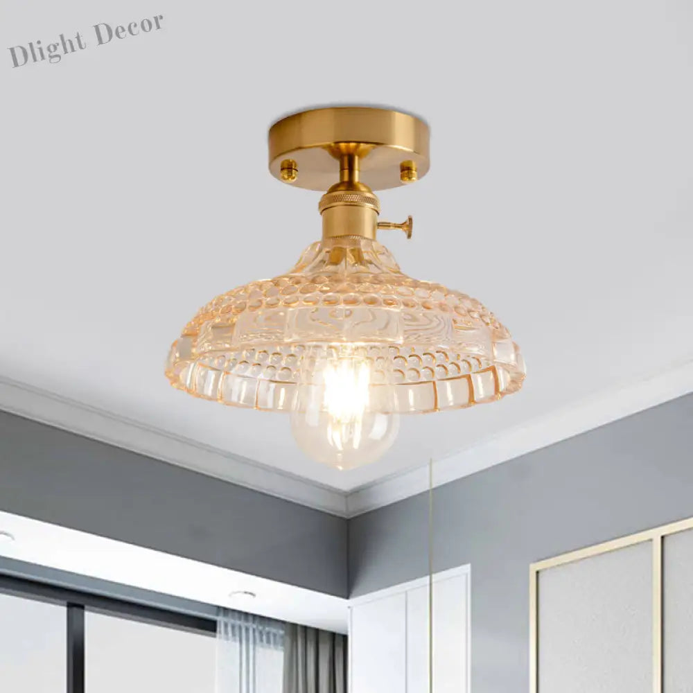 Illuminate Your Living Room With Industrial Charm: The Modern Brass Semi - Flush Ceiling Light