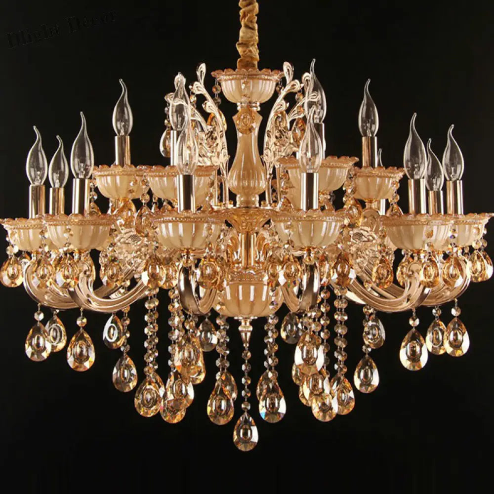 Immerse Your Space In Warm Elegance: The Gold Amber Glass Candle Chandelier