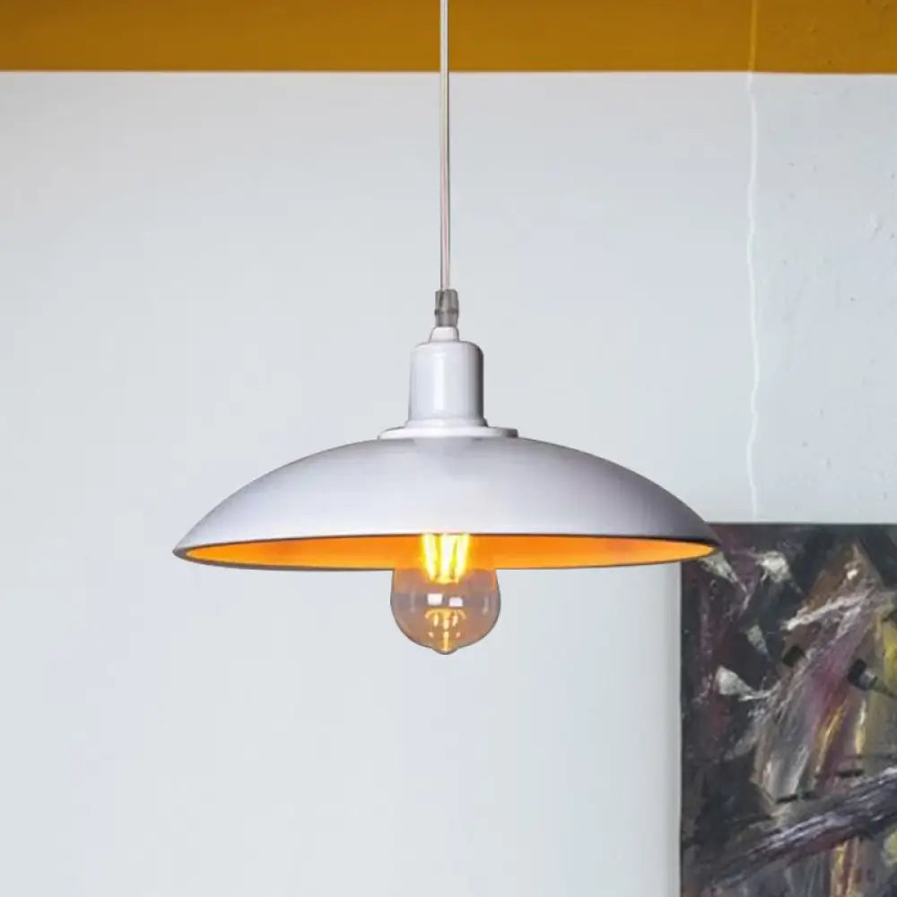 Industrial Chic Meets Modern Versatility: Loft Style Metal Saucer Pendant Light White