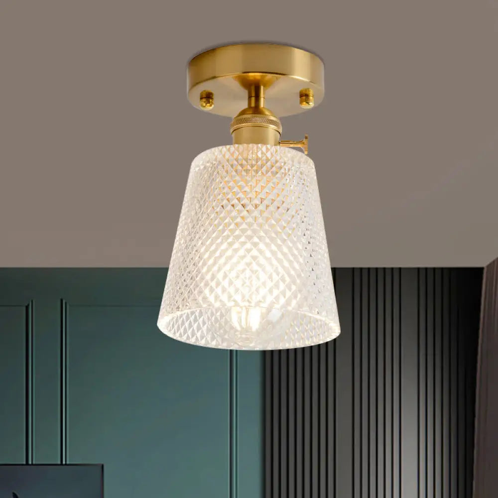 Industrial Chic Meets Modern Versatility: The Clear Glass Single - Light Gold Ceiling Light / B