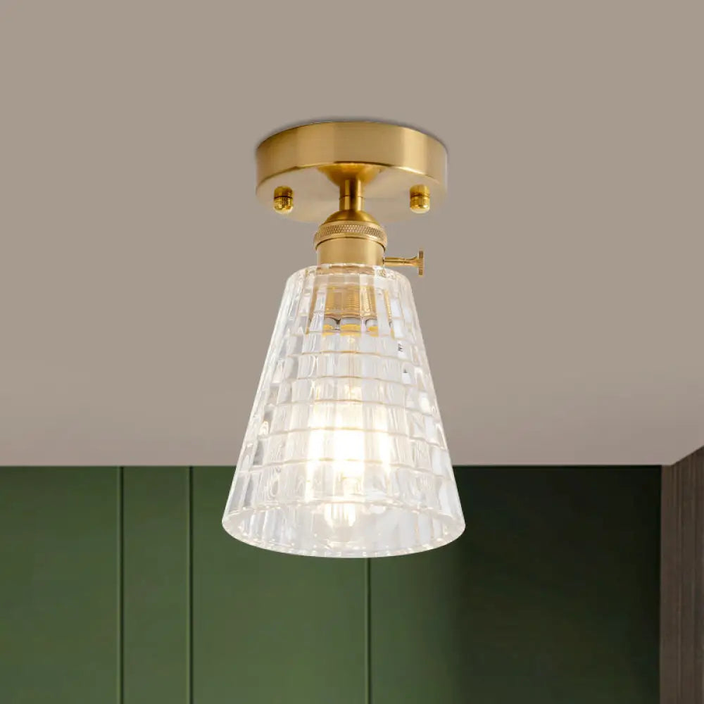 Industrial Chic Meets Modern Versatility: The Clear Glass Single - Light Gold Ceiling Light / D