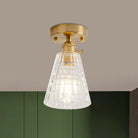 Industrial Chic Meets Modern Versatility: The Clear Glass Single - Light Gold Ceiling Light / D