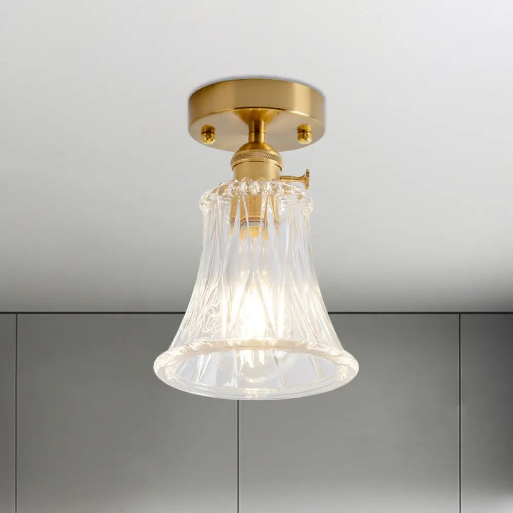 Industrial Chic Meets Modern Versatility: The Clear Glass Single - Light Gold Ceiling Light / E