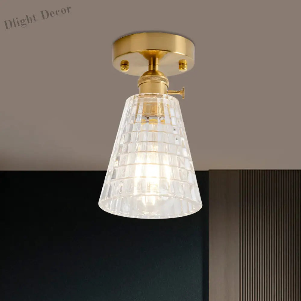 Industrial Chic Meets Modern Versatility: The Clear Glass Single - Light Gold Ceiling Light