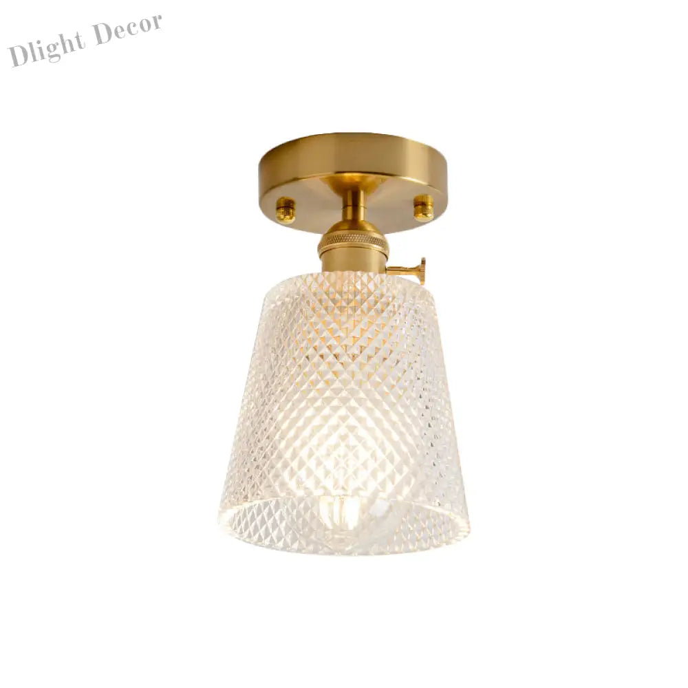 Industrial Chic Meets Modern Versatility: The Clear Glass Single - Light Gold Ceiling Light