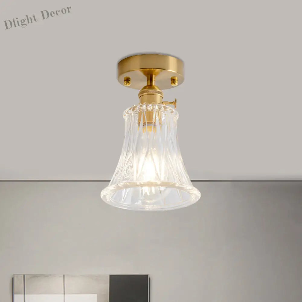 Industrial Chic Meets Modern Versatility: The Clear Glass Single - Light Gold Ceiling Light