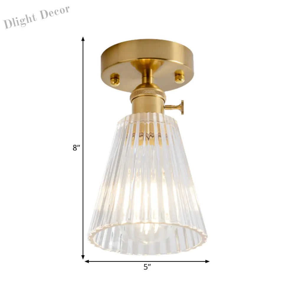 Industrial Chic Meets Modern Versatility: The Clear Glass Single - Light Gold Ceiling Light