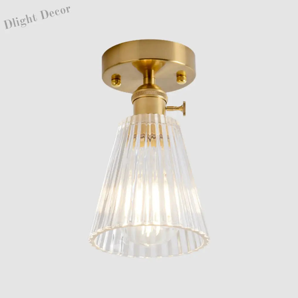 Industrial Chic Meets Modern Versatility: The Clear Glass Single - Light Gold Ceiling Light