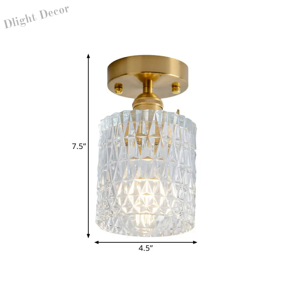 Industrial Chic Meets Modern Versatility: The Clear Glass Single - Light Gold Ceiling Light