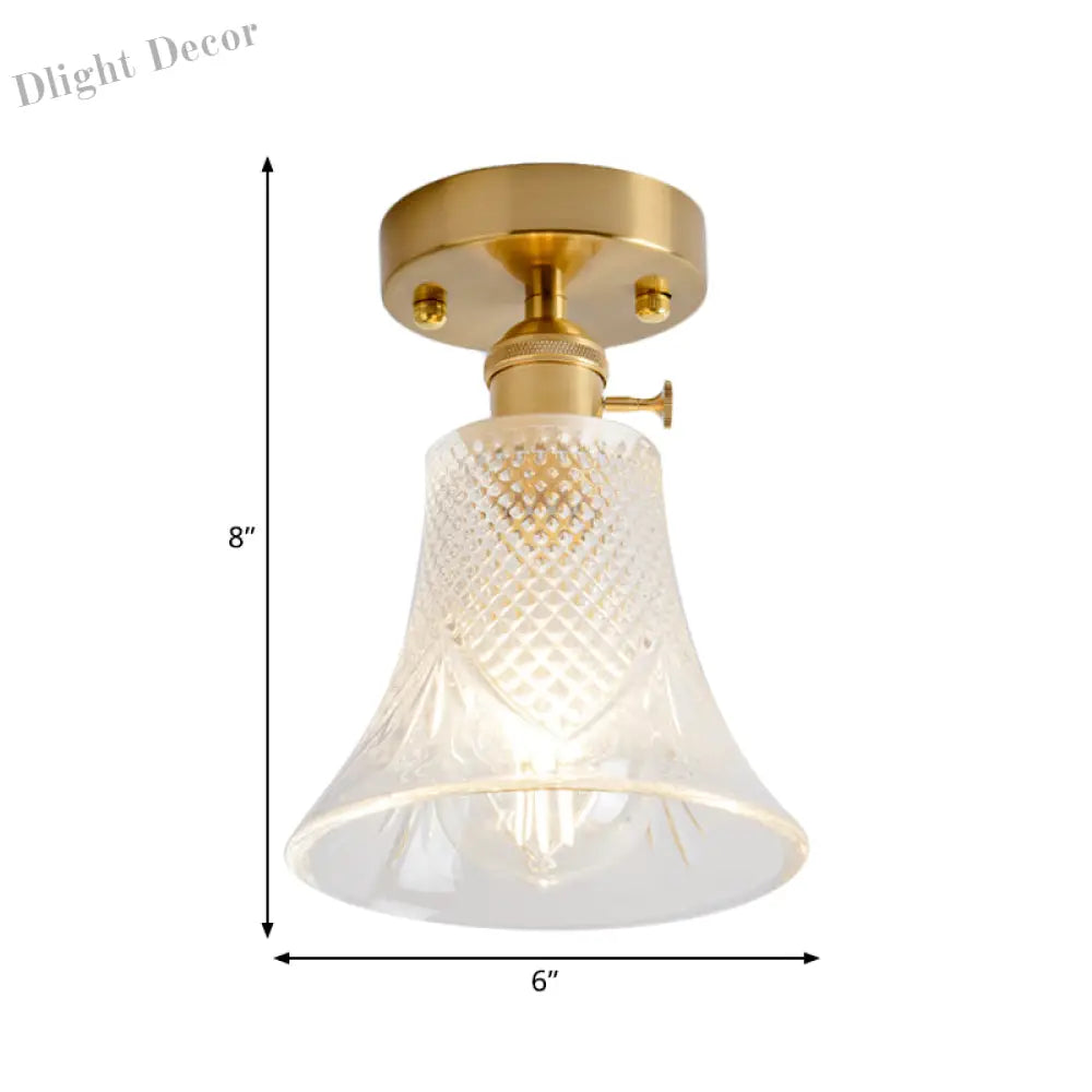 Industrial Chic Meets Modern Versatility: The Clear Glass Single - Light Gold Ceiling Light