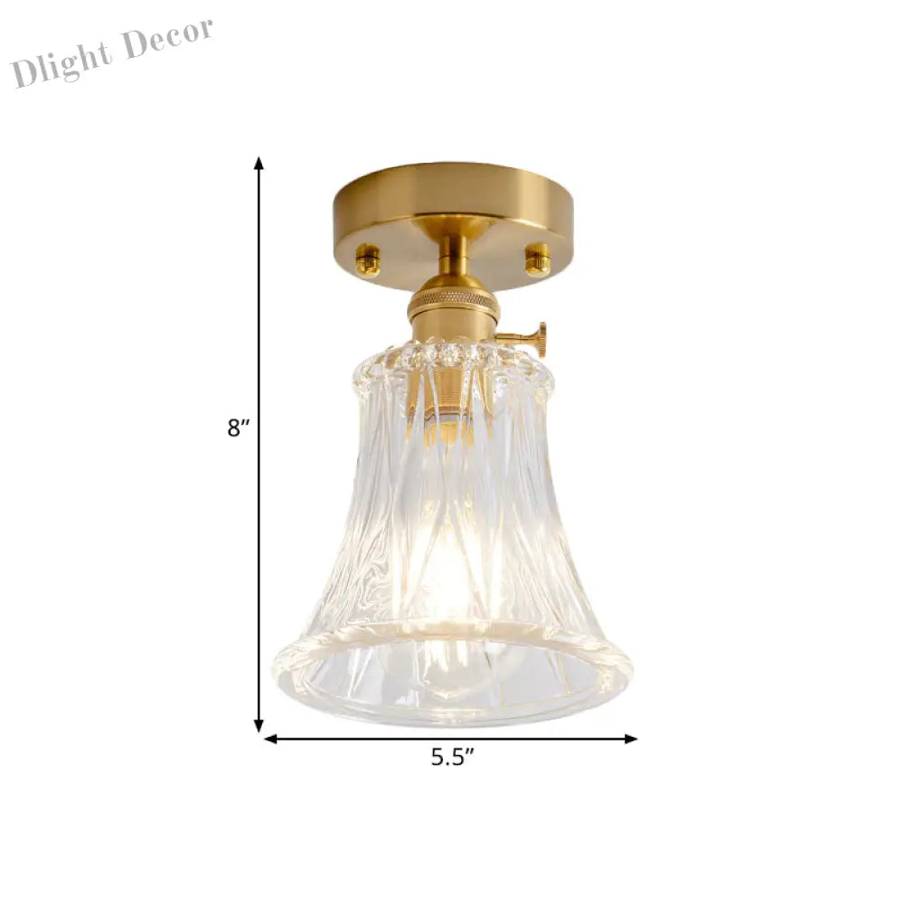 Industrial Chic Meets Modern Versatility: The Clear Glass Single - Light Gold Ceiling Light