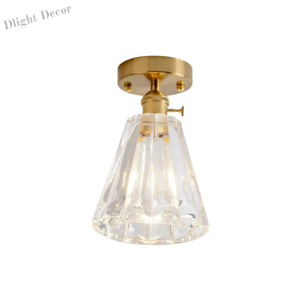 Industrial Chic Meets Modern Versatility: The Clear Glass Single - Light Gold Ceiling Light