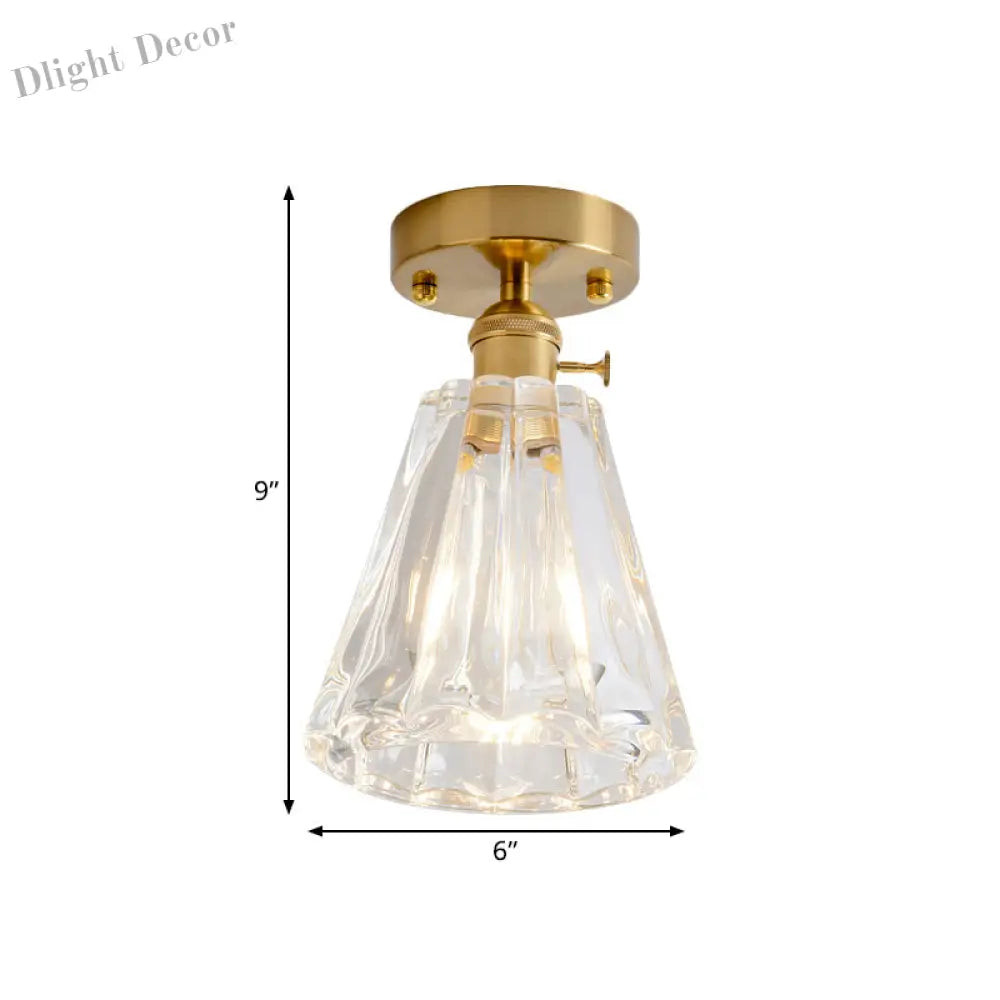 Industrial Chic Meets Modern Versatility: The Clear Glass Single - Light Gold Ceiling Light