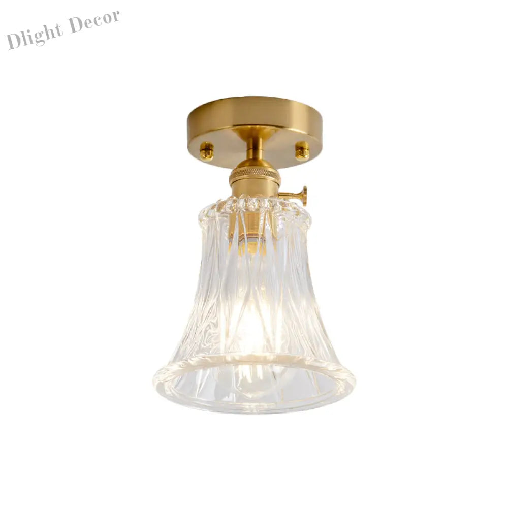 Industrial Chic Meets Modern Versatility: The Clear Glass Single - Light Gold Ceiling Light