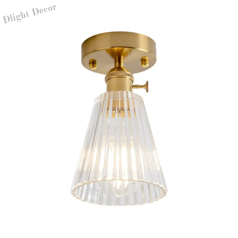 Industrial Chic Meets Modern Versatility: The Clear Glass Single - Light Gold Ceiling Light