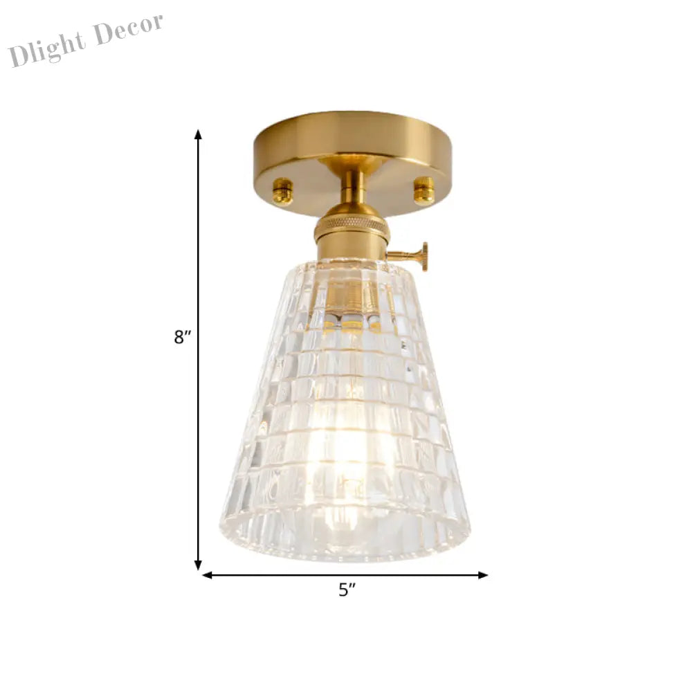 Industrial Chic Meets Modern Versatility: The Clear Glass Single - Light Gold Ceiling Light