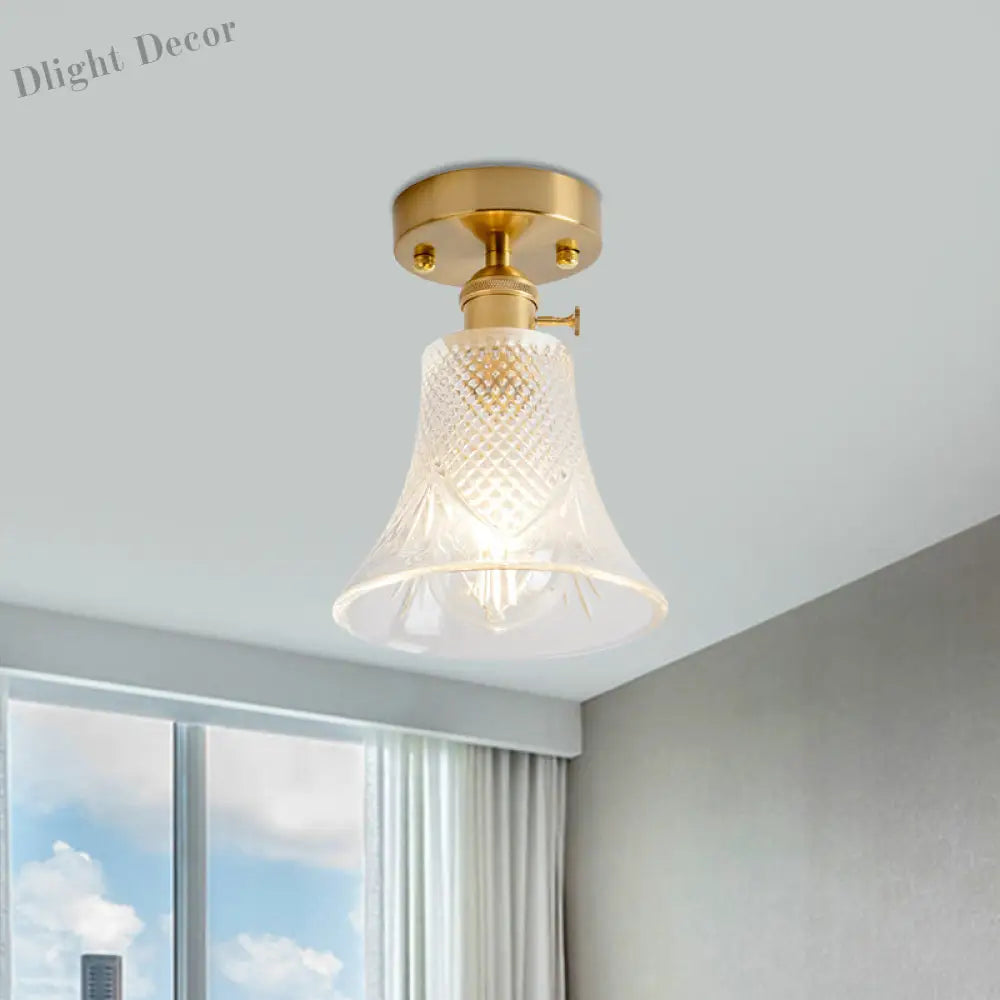 Industrial Chic Meets Modern Versatility: The Clear Glass Single - Light Gold Ceiling Light