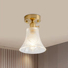 Industrial Chic Meets Modern Versatility: The Clear Glass Single - Light Gold Ceiling Light / G