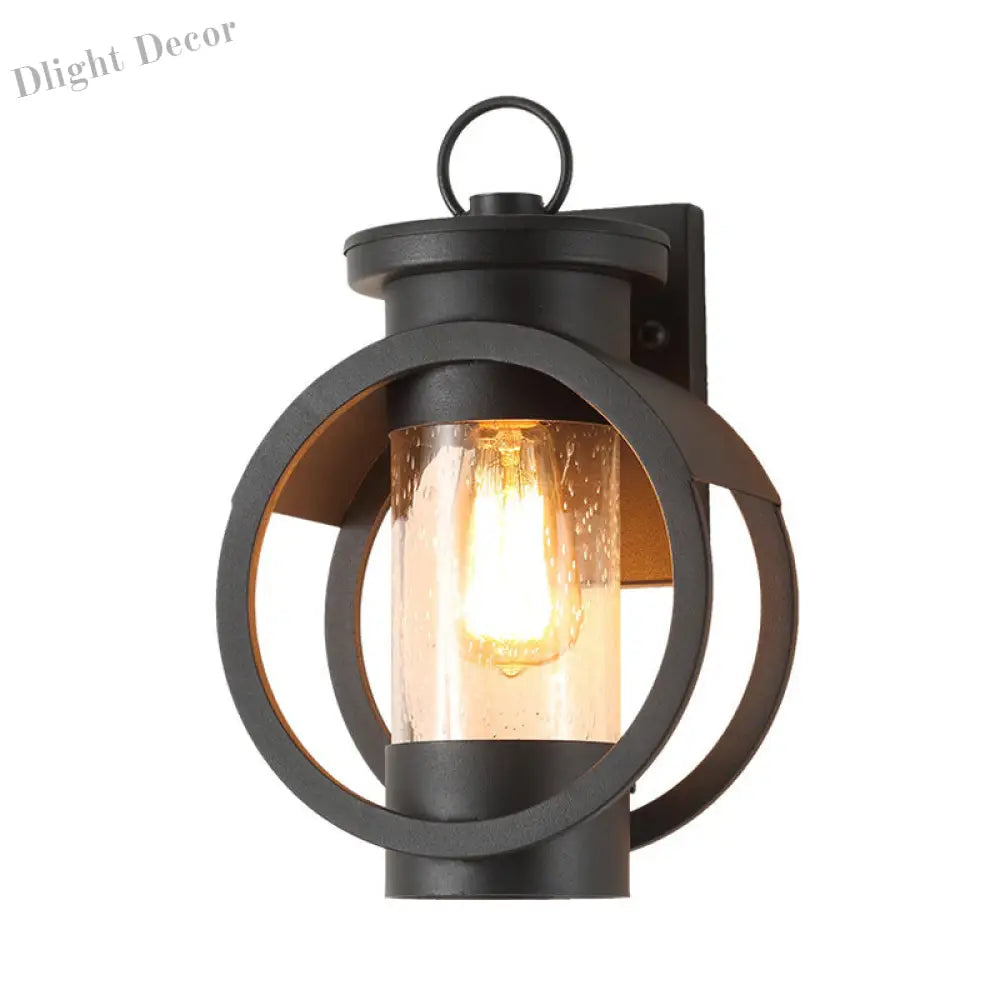 Industrial Elegance - Adjustable Black Sconce With Seedy Glass Shade