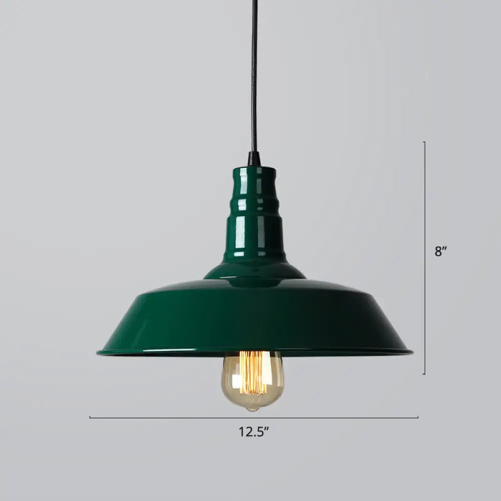 Industrial Iron Pendant Light (1 - Light) - Choose Your Size And Finish Green / Small