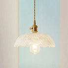 Isabella’s Modern Brass Pendant: Etched Glass Meets Vintage Charm Clear