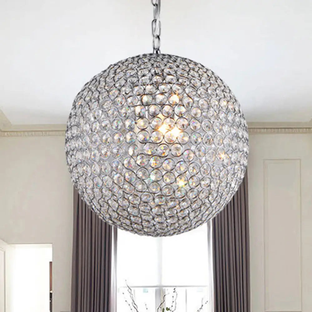 Isabella’s Sparkling Symphony: Modern Led Chandelier With Crystal Orb Shade Silver / 6’