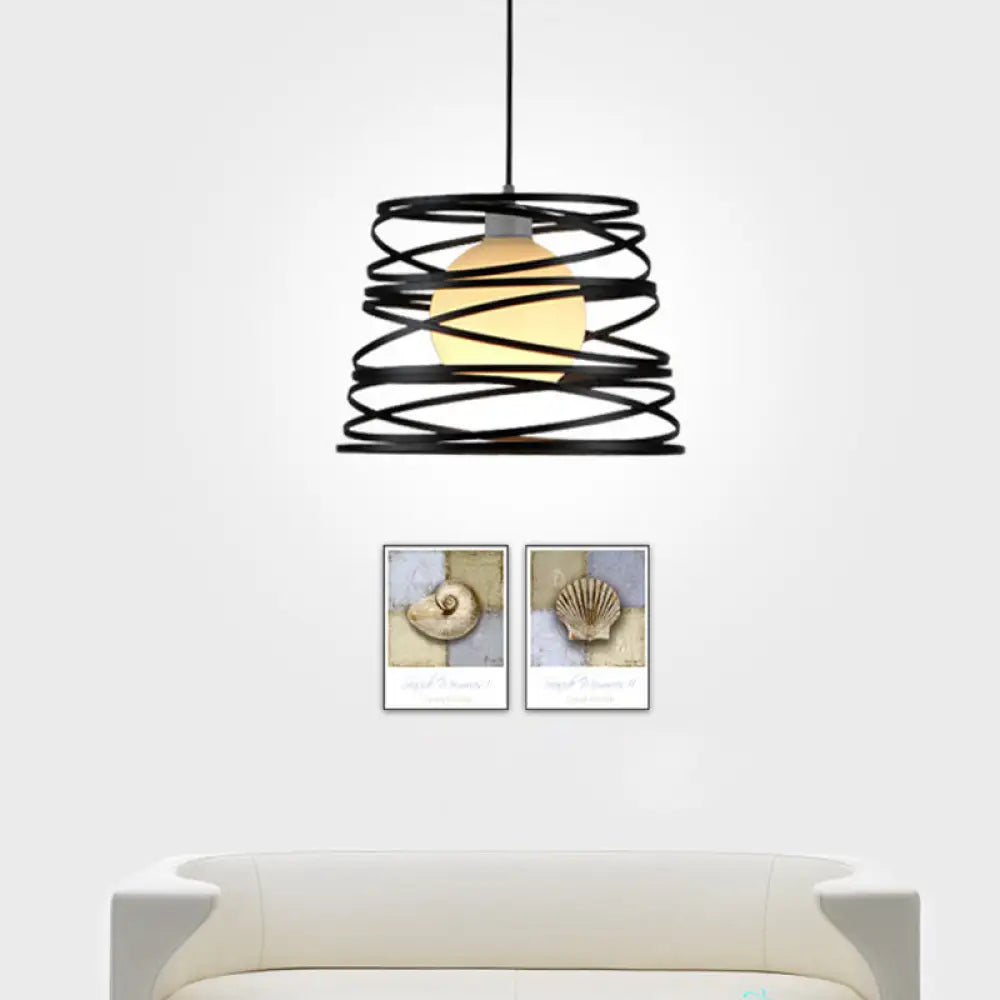 Isabella’s White Glass Dome Pendant Light Black