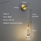 Italian Crystal Wall Lights - Led Creative Raindrops Lamp For Restaurant Bedroom Bedside Decor