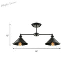 Jackson - Industrial Double Conic Semi - Flush Mount Ceiling Light (2 - Light Black)