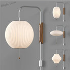 Japandi Design Nelson Wall Lamp - Hand - Woven Silk Light For Elegant Living Room And Bedroom Decor