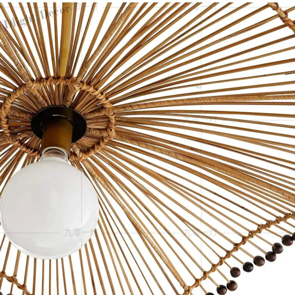 Japanese Bamboo Woven Pendant Lamp - Artistic Rattan Lighting Fixture For Restaurants Bedrooms And