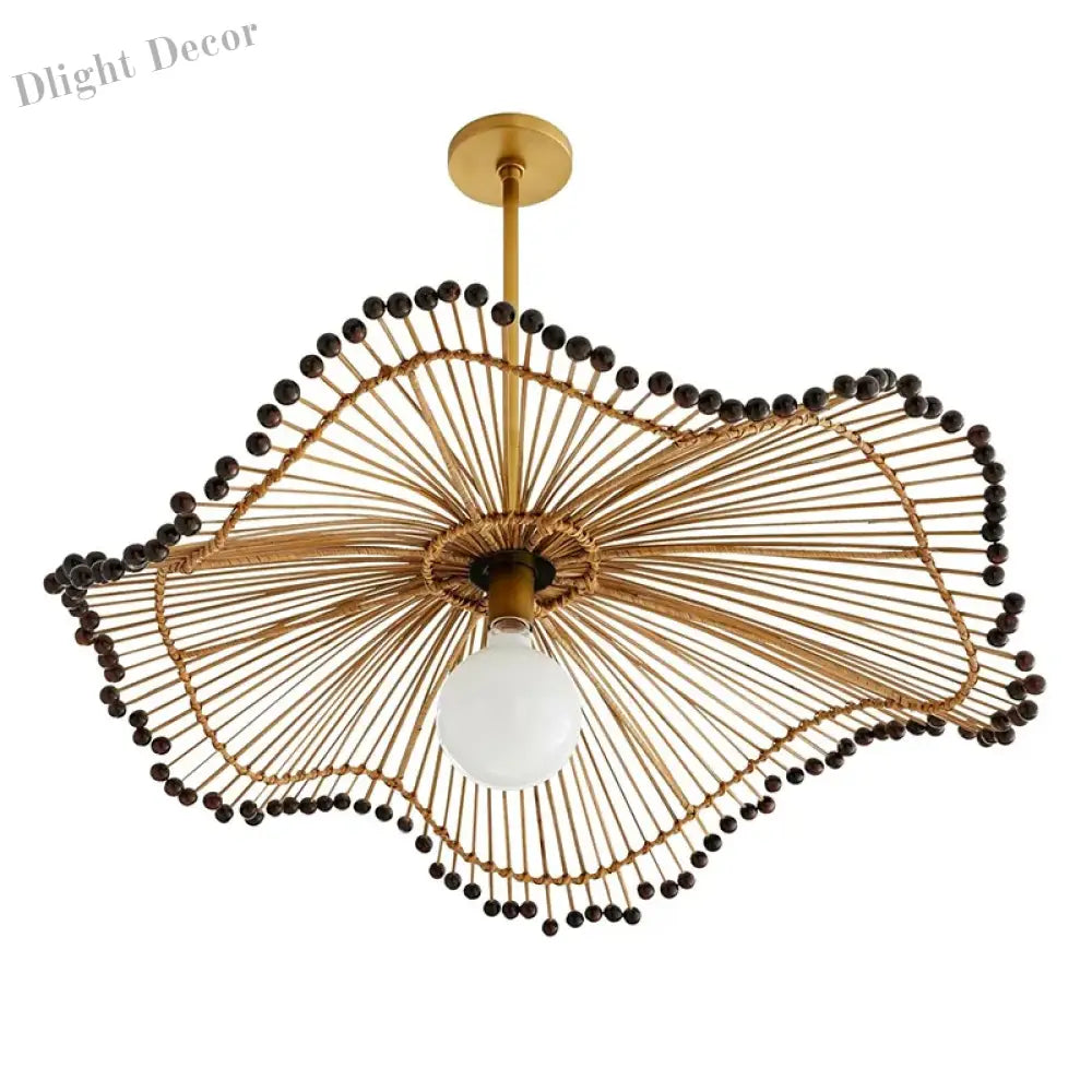 Japanese Bamboo Woven Pendant Lamp - Artistic Rattan Lighting Fixture For Restaurants Bedrooms And