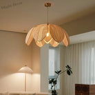 Japanese Style Handmade Woven Rattan Petal Chandelier - Unique Lighting For Dining Bedroom And