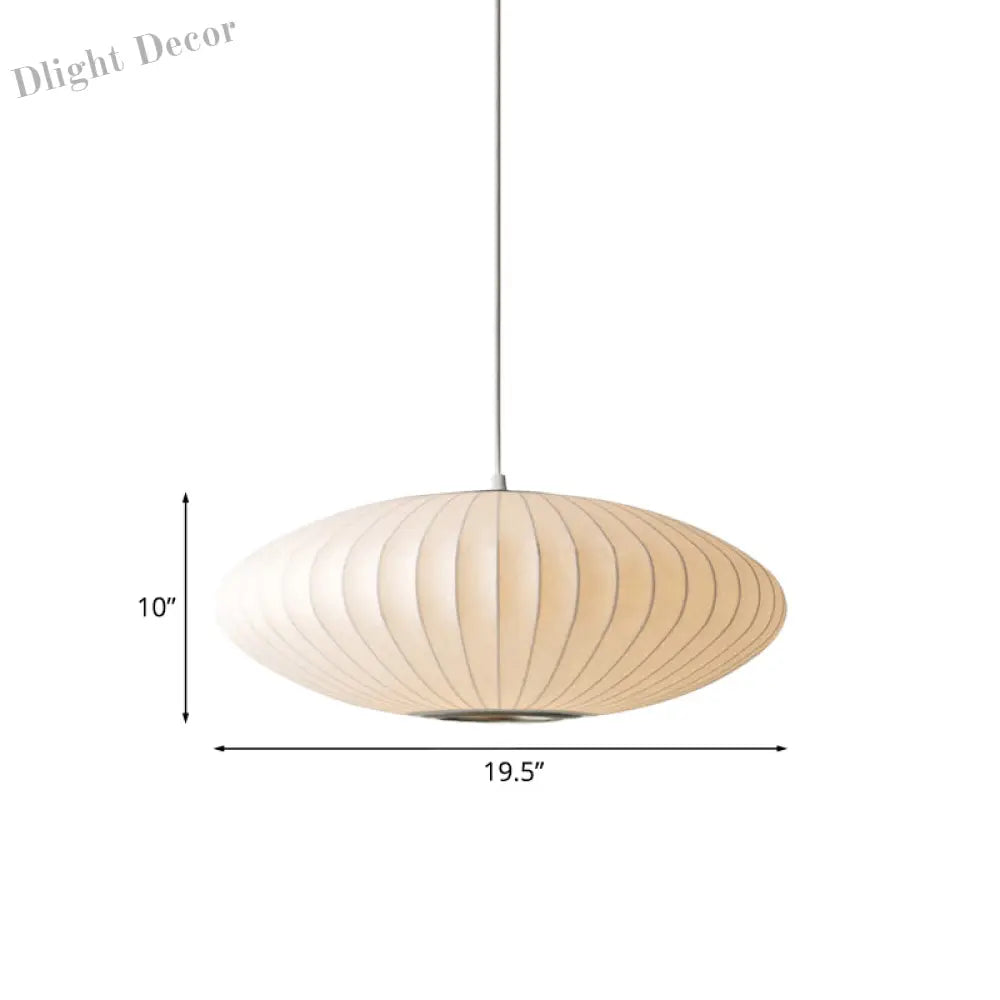 Juliette’s Saucer Hanging Ceiling Light - Modernist Fabric Pendant In White Lighting