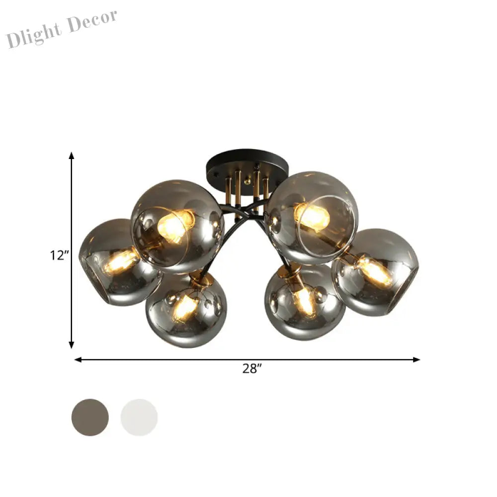 Kate Opulent Glow - 6 - Light Semi - Flush Mount Ceiling Light