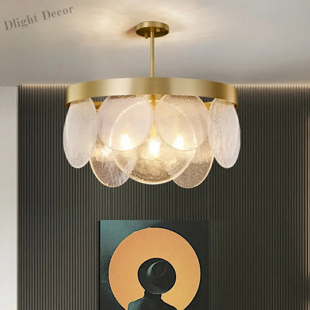 Khloe Postmodern Chandelier - Brass & Seeded Glass Delight