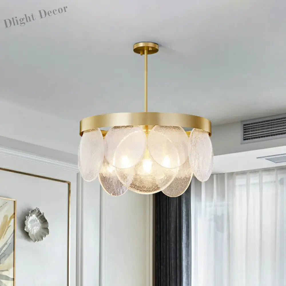 Khloe Postmodern Chandelier - Brass & Seeded Glass Delight