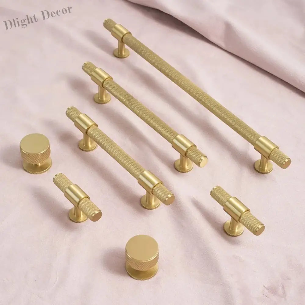 Knurled Brass Handles – Modern Kitchen Cabinet Pulls and Wardrobe Knobs (28mm-278mm) Handles