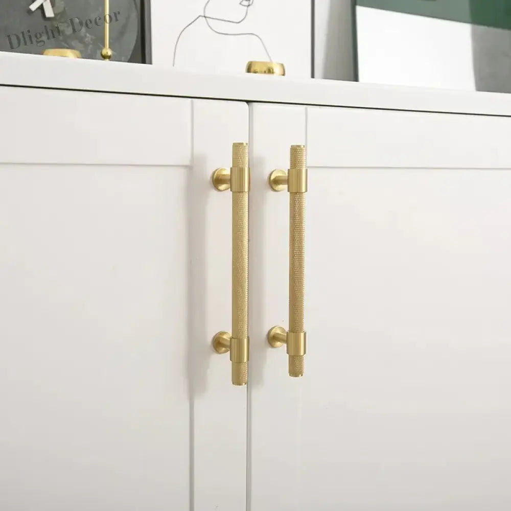 Knurled Brass Handles – Modern Kitchen Cabinet Pulls and Wardrobe Knobs (28mm-278mm) Handles