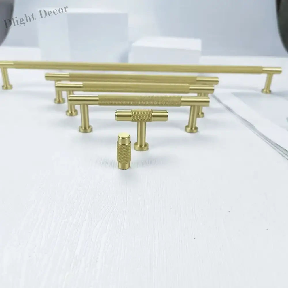 Knurled Brass Wardrobe Handles – Modern Kitchen Cabinet and Drawer Pull Bar Handles Handles