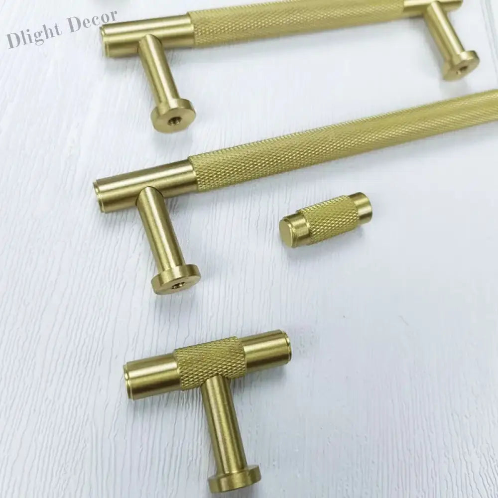 Knurled Brass Wardrobe Handles – Modern Kitchen Cabinet and Drawer Pull Bar Handles Handles
