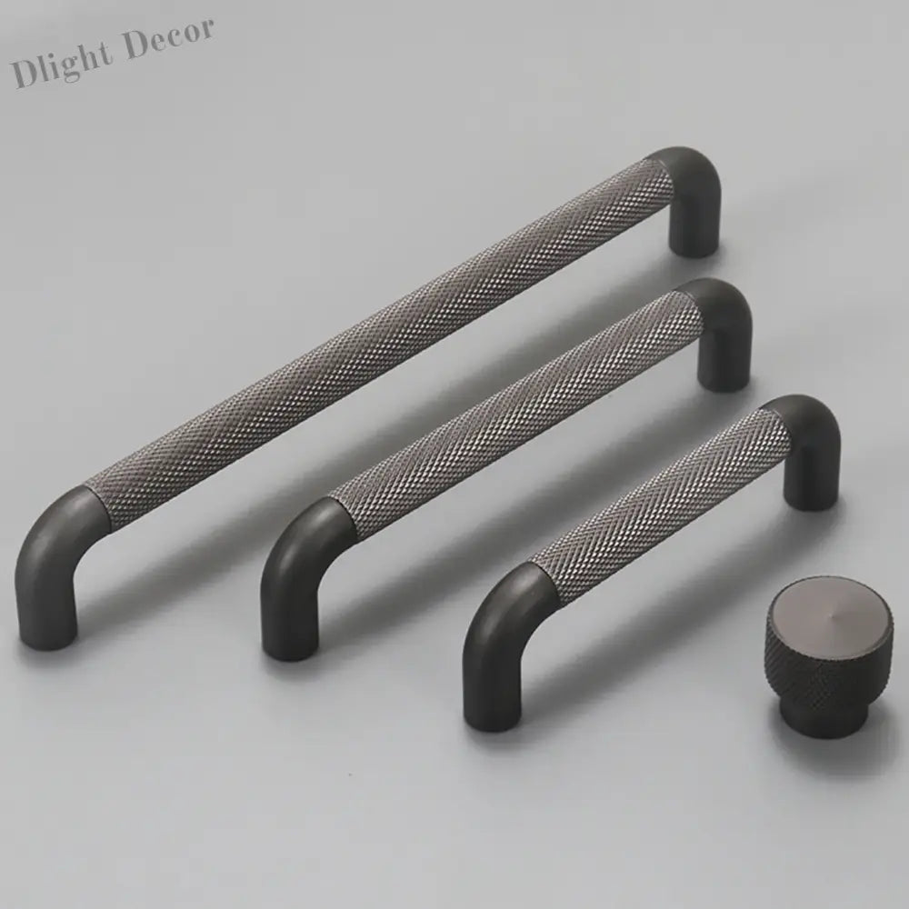 Knurled Brown Aluminum Alloy Handle – Textured European Cabinet and Wardrobe Pulls (320mm) Gray / 96mm / CHINA Handles