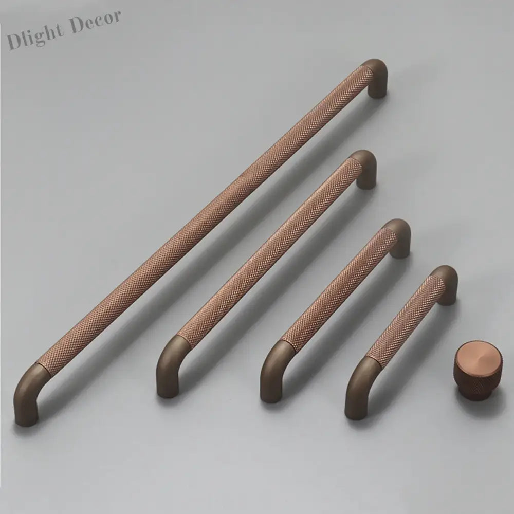 Knurled Brown Aluminum Alloy Handle – Textured European Cabinet and Wardrobe Pulls (320mm) Brown / knob / CHINA Handles