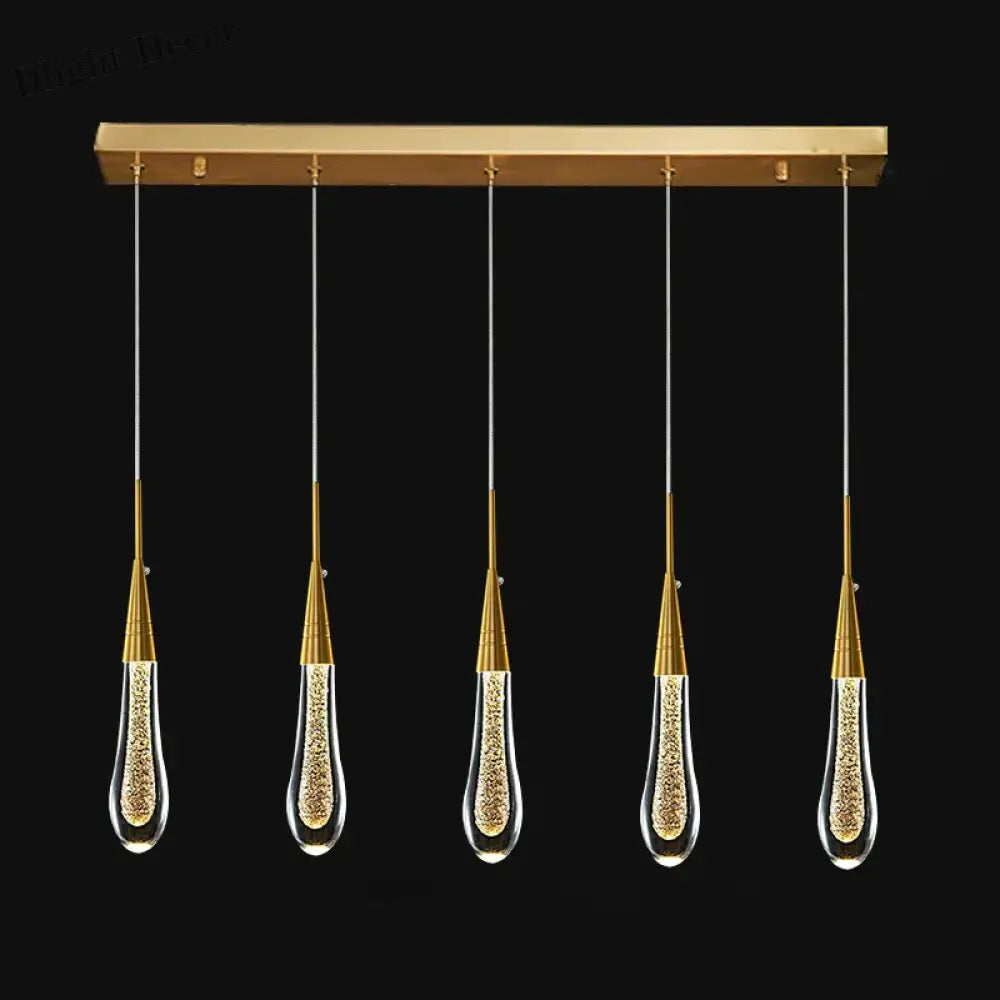 Lamp Led Chandelier - Modern Raindrop Crystal Pendant Light Fixtures In Gold For Kitchen Islands