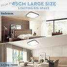 Large Modern Ceiling Lamp - 17.8 - Inch Led Panel Square Light For Living Room Bedroom Kitchen And